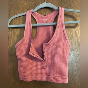 Urban Outfitters Pink Waffled Snap Up Crop Top size Medium